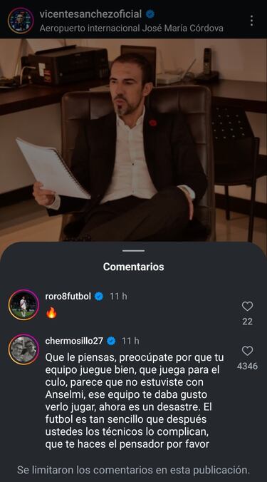 “Vicente Sánchez, tu equipo juega para el c...”