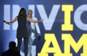 Michelle Obama y el actor Morgan Freeman.