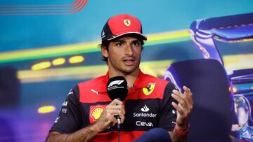 Sainz, en la rueda de prensa de la FIA en Brasil.