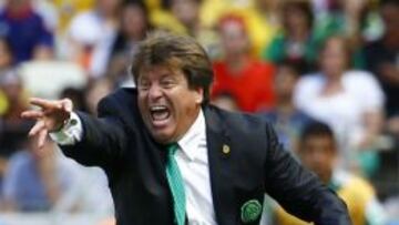 Herrera, protestando durante el partido.