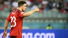 Shaqiri celebra uno de sus dos goles ante Turqu&iacute;a.