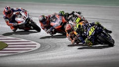 Rossi, seguido por M&aacute;rquez y Dovizioso en el GP de Qatar.