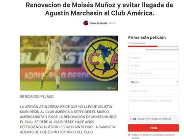Afición del América rechaza a Marchesín y exige renovación de Moisés Muñoz