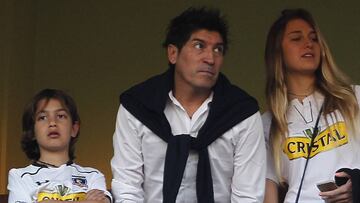 
 25/11/2015
 Marcelo Hernandez/Photosport********
 
 Football, Union Espanola v Colo Colo.
 Copa Chile Championship 2015.
 Fomer soccer star player Ivan Zamorano looks the game Union Espanola&#039;s against Colo Colo for Copa Chile Championship semi-finals football match at the Santa Laura stadium in Santiago, Chile.
 25/11/2015
 Marcelo Hernandez/Photosport