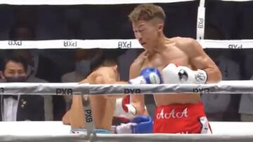 Naoya Inoue golpea a Dipaen durante su combate.