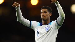 FILE PHOTO: Soccer Football - International Friendly - Scotland v England - Glasgow, Scotland, Britain - September 12, 2023 England's Jude Bellingham celebrates after the match REUTERS/Carl Recine/File Photo