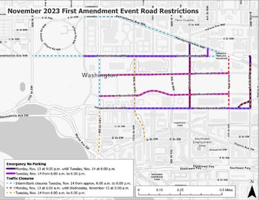 March for Israel in Washington DC today Tuesday, Nov. 14: map and schedule of road closures