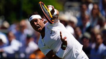 Rafael Nadal during his ATP EXHO singles match against Stan Wawrinka on day two of the Giorgio Armani Tennis Classic at the Hurlingham tennis club. Picture date: Wednesday June 22, 2022. (Photo by John Walton/PA Images via Getty Images)