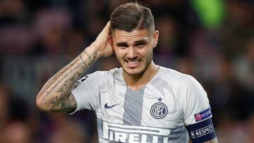 Icardi se lamenta de una ocasión en el partido ante el Barcelona.