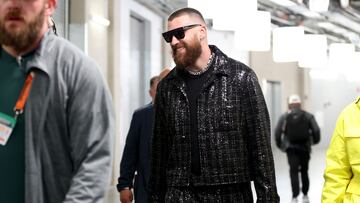 LAS VEGAS, NEVADA - FEBRUARY 11: Travis Kelce #87 of the Kansas City Chiefs walks through the tunnel as he leaves the stadium after defeating the San Francisco 49ers 25-22 in overtime during Super Bowl LVIII at Allegiant Stadium on February 11, 2024 in Las Vegas, Nevada.   Steph Chambers/Getty Images/AFP (Photo by Steph Chambers / GETTY IMAGES NORTH AMERICA / Getty Images via AFP)