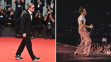 Brad Pitt y Harry Styles vistiendo unas zapatillas Adidas Gazelle.