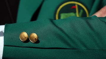 AUGUSTA, GEORGIA - APRIL 04: A detail of a member's green jacket during a practice round prior to the Masters at Augusta National Golf Club on April 04, 2022 in Augusta, Georgia.   Andrew Redington/Getty Images/AFP
== FOR NEWSPAPERS, INTERNET, TELCOS & TELEVISION USE ONLY ==