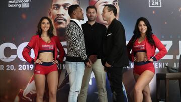 Daniel Jacobs y Julio C&eacute;sar Ch&aacute;vez, cara a cara en la rueda de prensa de presentaci&oacute;n de su combate.