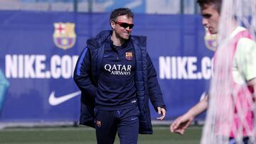Luis Enrique estuvo sonriente en la sesión preparatoria que programó ayer.