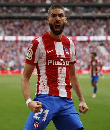 Carrasco celebra el 2-1 al Espanyol. 