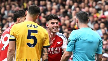 Declan Rice’s controversial red card proved to be a turning point as João Pedro’s second-half strike cancels out Kai Havertz’s opener.