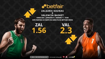 Zalgiris Kaunas vs. Valencia Basket: horario, dónde ver, pronósticos y clasificación