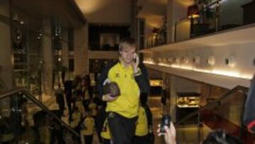 Rakitic, en el hotel de concentración del Sevilla.