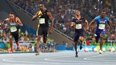 Usain Bolt celebra su victoria en la final de 100 metros lisos en los Juegos Ol&iacute;mpicos de R&iacute;o 2016.