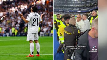 Era cuestión de tiempo que pasara esto: Brahim tira su camiseta y dos hombres la cogen a la vez...