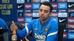 Xavi Hern&aacute;ndez, entrenador del FC Barcelona, comparece en rueda de prensa.
 