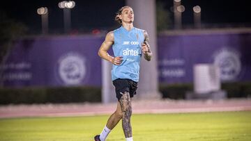 Darwin Núñez, en un entrenamiento con Uruguay.