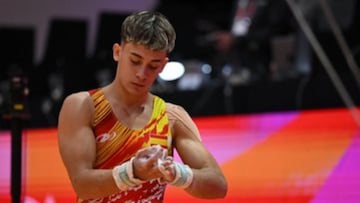 Sergio Kovacs preparándose para subir a las anillas.