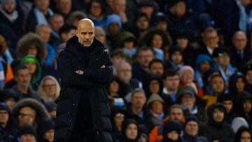 Pep Guardiola, entrenador del Manchester City, durante el partido ante el Everton.