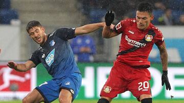 Hoffenheim&#039;s Croatian forward Andrej Kramaric (L) and Leverkusen&#039;s Chilean midfielder Charles Mariano ArxE1nguiz vie for the ball during the German First division Bundesliga football match TSG 1899 Hoffenheim vs Bayer 04 Leverkusen in Sinsheim, 