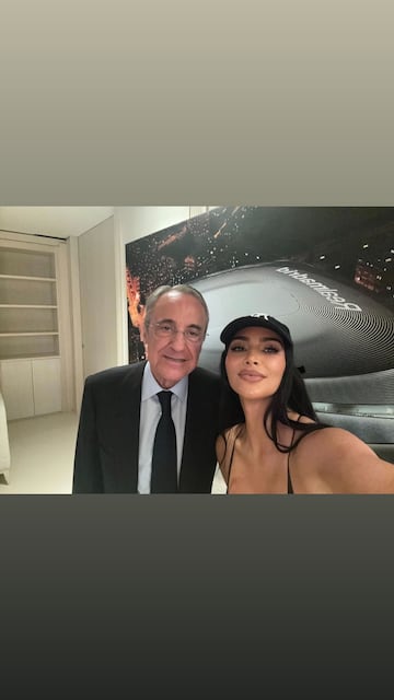 Florentino Pérez y Kim Kardashian se toman un selfie después del partido del Real Madrid y Valladolid