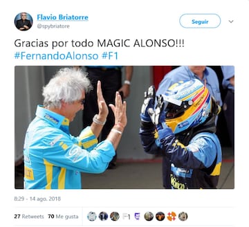 El empresario, Flavio Biratore agradece su trabajo y le denomina "Magic Alonso".