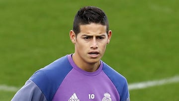 James Rodríguez, en un entrenamiento reciente del Real Madrid.