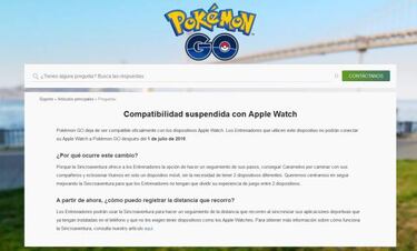 Pokémon GO dejará de tener soporte en Apple Watch