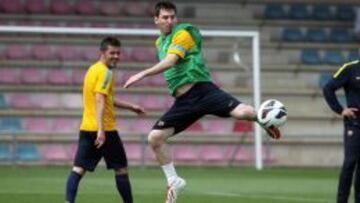 Messi, en el entrenamiento del viernes.