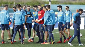 Entrenamiento del Villarreal en el día de ayer.