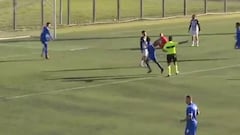 Simeone-style 'balls' celebration earns Italian footballer red card