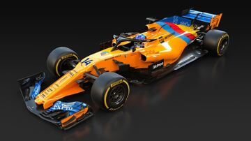 El dise?o Est¨¢ inspirado por el propio Fernando Alonso, basado en el distintivo azul, amarillo y rojo de los colores de su casco (los que rinden un homenaje considerable a su regi¨®n natal de Asturias, en el norte de Espa?a).