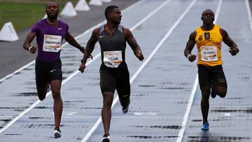 Justin Gatlin, en la carrera de exhibici&oacute;n que disput&oacute; en R&iacute;o de Janeiro.