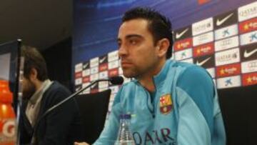 Xavi, en rueda de prensa.