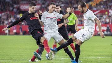 Morata, Diego Carlos, Correa y Nemanjagudelj, en el partido de idda.