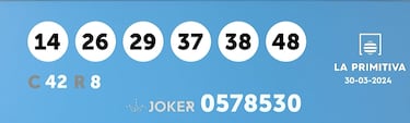 La Primitiva: comprobar los resultados del sorteo de hoy, sábado 30 de marzo