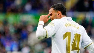 Jordi Mboula, del Racing, en El Sardinero.