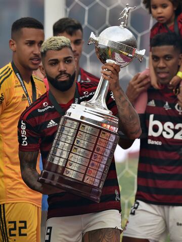 Los jugadores de Flamengo celebran el título.