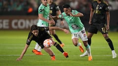 May 31, 2023; Leon, Guanajuato, Mexico;  LAFC midfielder Ilie Sanchez (6) and Leon midfielder Angel Mena (13) battle for the ball during the second half of the CONCACAF Champions League championship at Estadio Leon. Mandatory Credit: Kirby Lee-USA TODAY Sports