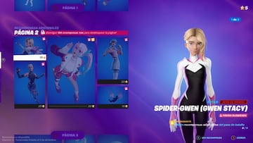 En la Página 2 de Recompensas Adicionales del Pase de Batalla tenemos el estilo Gwen Stacy para la skin Spider-Gwen