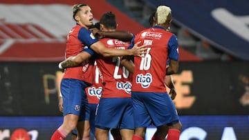 Jugadores de Independiente Medellín en un partido de Liga BetPlay