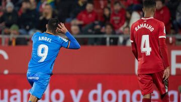 &Aacute;ngel celebra el gol contra el Girona.