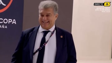 Laporta caught celebrating Dani Olmo's temporary ruling with an obscene gesture