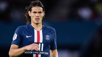 Edinson Cavani of Paris Saint-Germain during the Ligue 1 match between Paris Saint-Germain and Nimes Olympique at Parc des Princes on August 11, 2019 in Paris