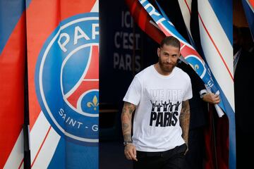 Salida de Sergio Ramos al estadio del PSG al ser anunciado por el speaker.